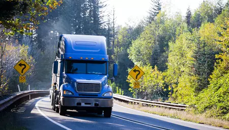 Blue truck on US road