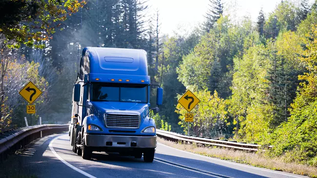 Blue truck on US road