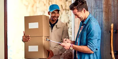 man receiving a parcel