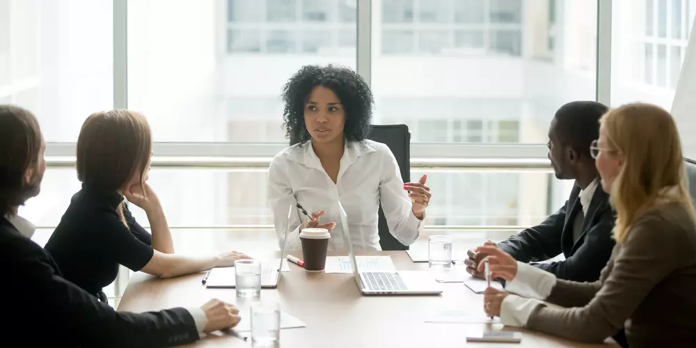 woman managing a meeting