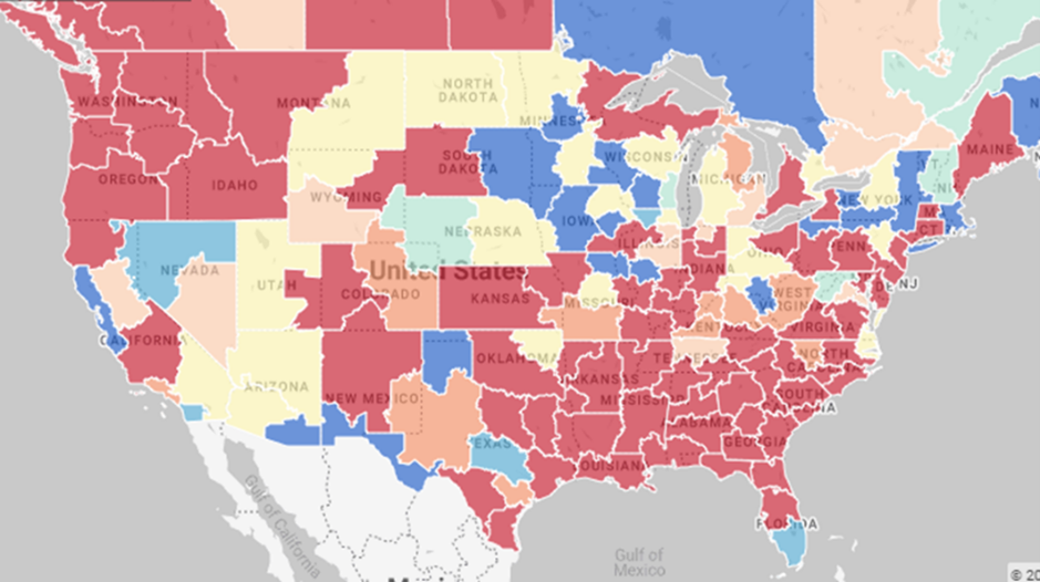 A map of DAT Hot States for Flatbeds in May 2022