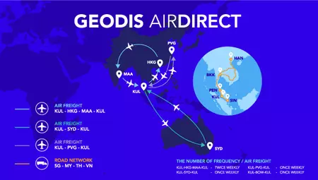 GEODIS adds multiple flights to its AirDirect network in Asia-Pacific map