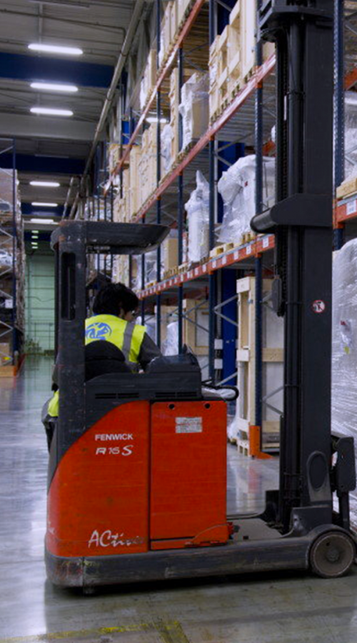 forklift in a warehouse