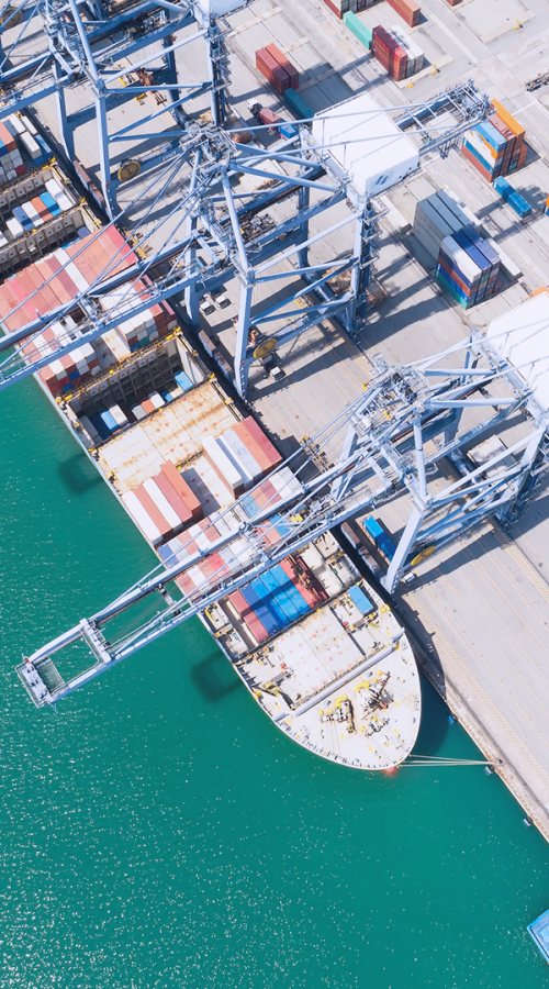 aerial view of a container harbor