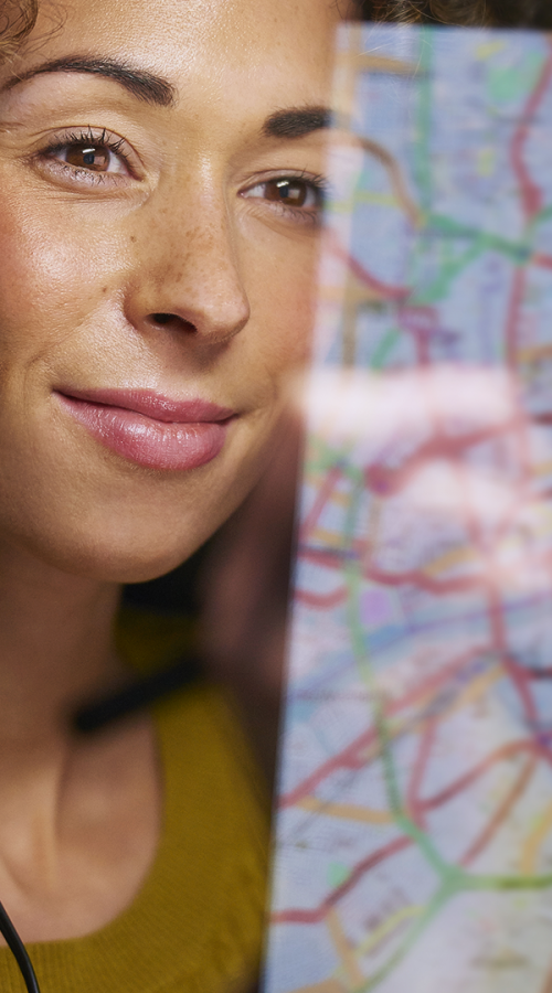 a woman consults a network plan