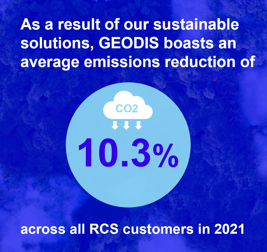 An image showing GEODIS has had a carbon reduction of 10.3% through their Retailer Consolidation Program (RCS)