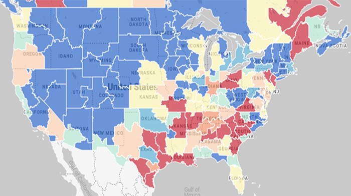 DAT Hot States for Vans April 2022